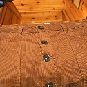 Button front corduroy skirt